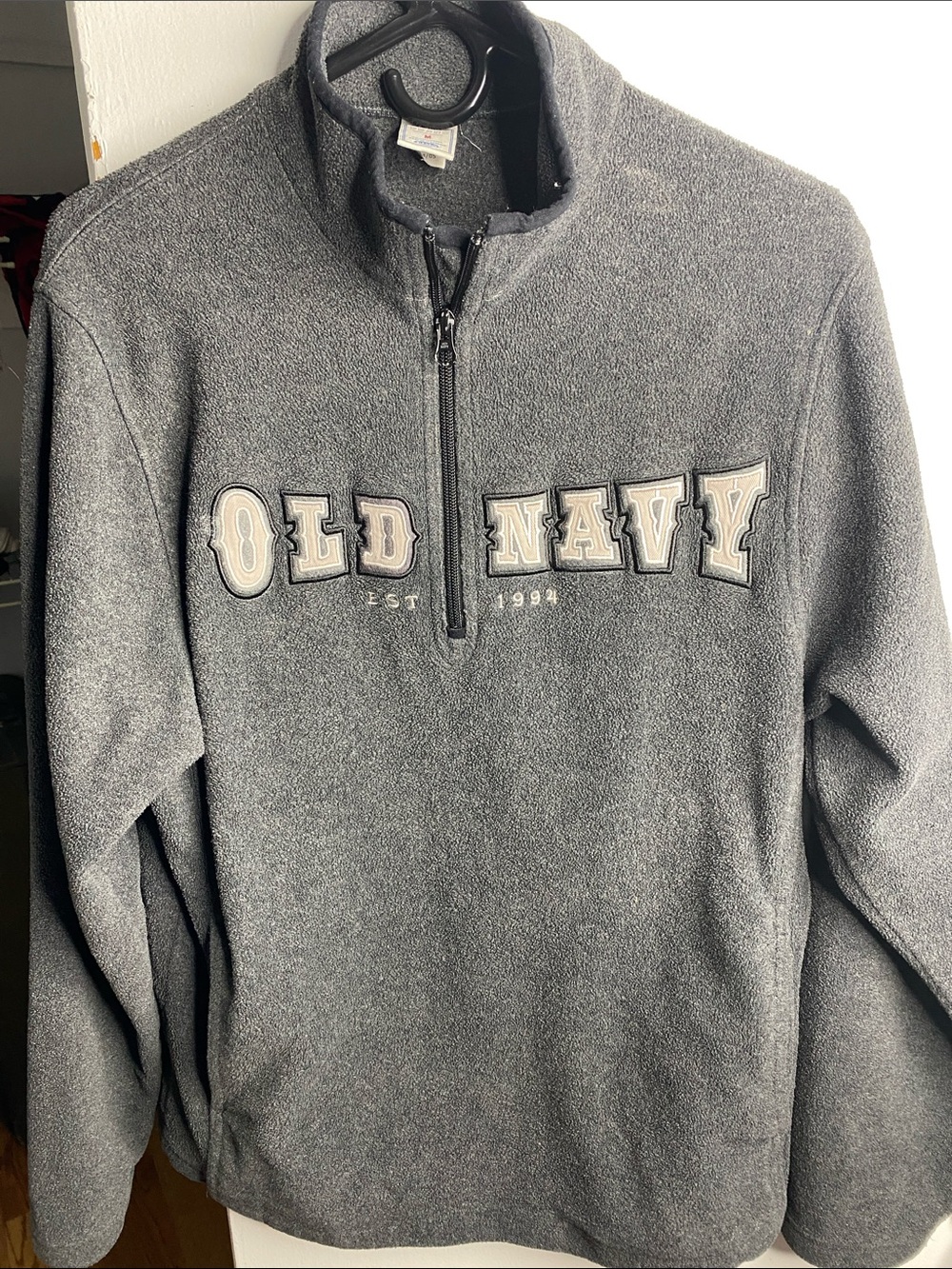 Old Navy Men's Charcoal Gray Quarter-Zip Fleece Pullover